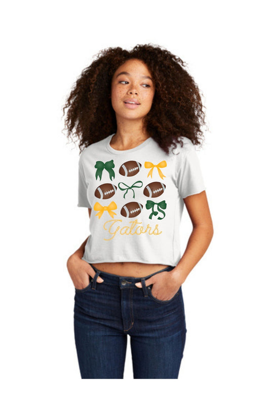 Short Sleeve Cotton TShirt - Gator Girl Bow Football (Youth Sizes Available)